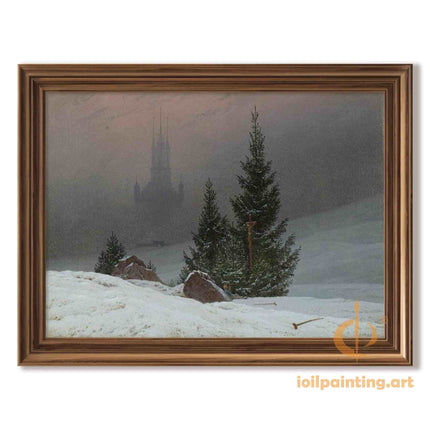 "Caspar David Friedrich's 'Winter Solitude' - Hand-Painted Romantic Oil Painting Reproduction"