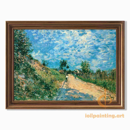 "Alfred Sisley's 'Country Lane in Summer' - Hand-Painted Impressionist Oil Painting Reproduction"