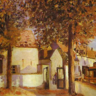 "Camille Pissarro's 'Quiet Countryside Retreat' - Hand-Painted Impressionist Oil Painting Reproduction"