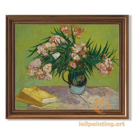 "Vincent van Gogh's 'Still Life with Oleanders and Books' - Premium Hand-Painted Oil Reproduction on Canvas"