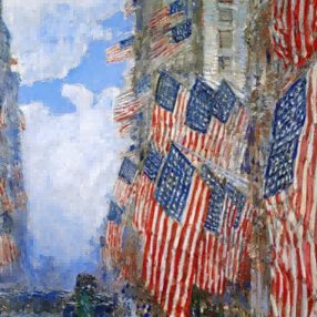 "Childe Hassam's 'Patriotic New York Streets' - Hand-Painted American Impressionist Oil Painting Reproduction"