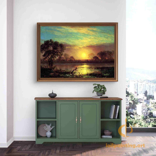 "Claude Monet's 'Sunset Reflections on Water Lilies' - Hand-Painted Impressionist Oil Painting Reproduction"