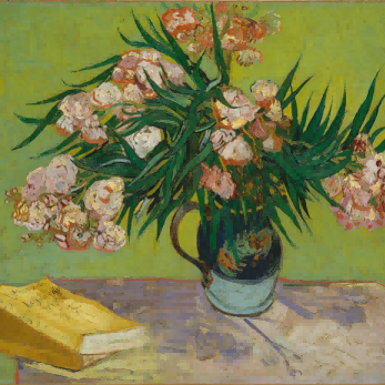 "Vincent van Gogh's 'Still Life with Oleanders and Books' - Premium Hand-Painted Oil Reproduction on Canvas"