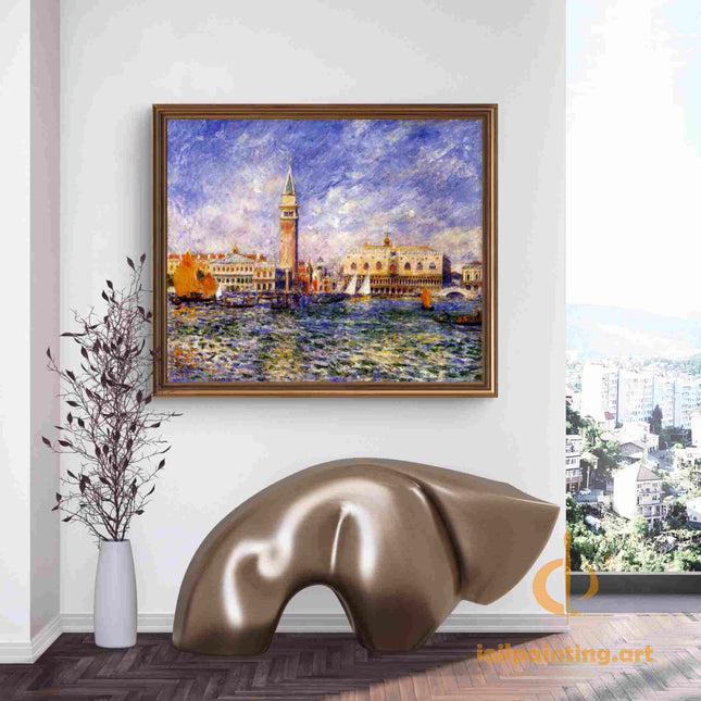 "Pierre-Auguste Renoir's 'Venetian Serenade' - Premium Hand-Painted Oil Painting Reproduction of Venice Landscape"