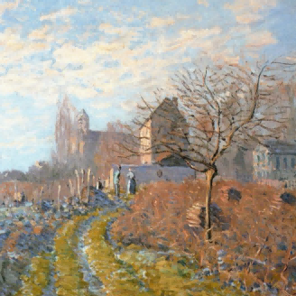 "Claude Monet's 'Winter Countryside' - Hand-Painted Impressionist Oil Painting Reproduction"