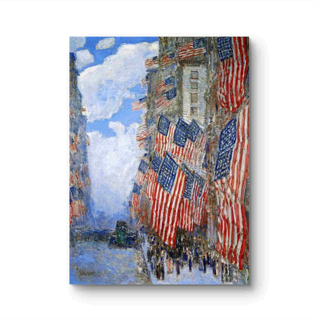 "Childe Hassam's 'Patriotic New York Streets' - Hand-Painted American Impressionist Oil Painting Reproduction"
