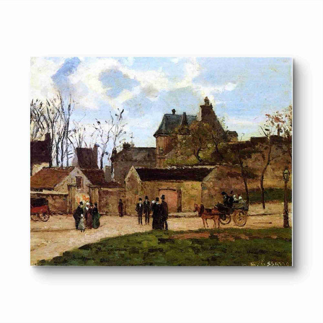 "Camille Pissarro's 'Charming Village Street Scene' - Hand-Painted Oil Painting Reproduction"