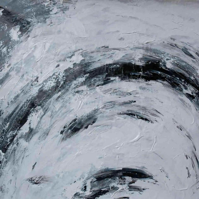 "Monochrome Abstract Oil Painting - Dramatic Black & White Textured Canvas Art | Modern Handmade Wall Decor"