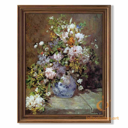 "Vincent van Gogh Inspired 'Floral Still Life in Blue Vase' - Premium Hand-Painted Oil Reproduction on Canvas"
