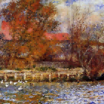 "Pierre-Auguste Renoir's 'Autumn Riverside Serenity' - Premium Hand-Painted Oil Painting Reproduction"