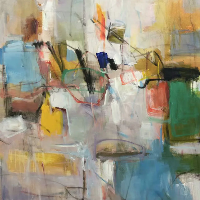 "Hand-Painted Abstract Oil Painting - Vibrant Contemporary Artwork for Modern Home & Office Decor"