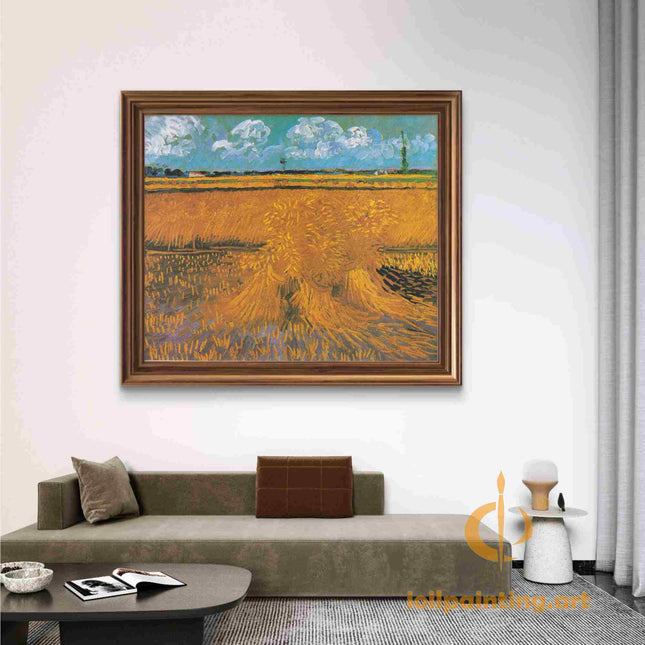 "Vincent van Gogh's 'Wheatfield with Sheaves' - Premium Hand-Painted Oil Reproduction on Canvas"