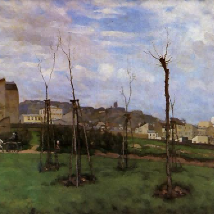 "Camille Pissarro's 'Winter Landscape with Barren Trees' - Hand-Painted Impressionist Oil Painting Reproduction"