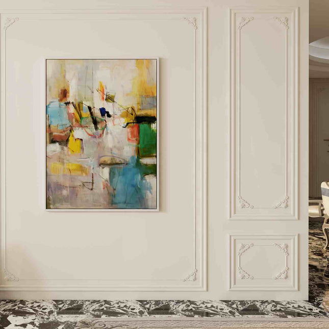"Hand-Painted Abstract Oil Painting - Vibrant Contemporary Artwork for Modern Home & Office Decor"