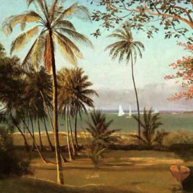"Paul Gauguin's 'Tropical Paradise' - Hand-Painted Oil Painting Reproduction of Exotic Seaside Landscape"