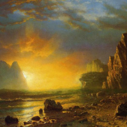 "Albert Bierstadt's 'Golden Mountain Sunset' - Hand-Painted Landscape Oil Painting Reproduction"