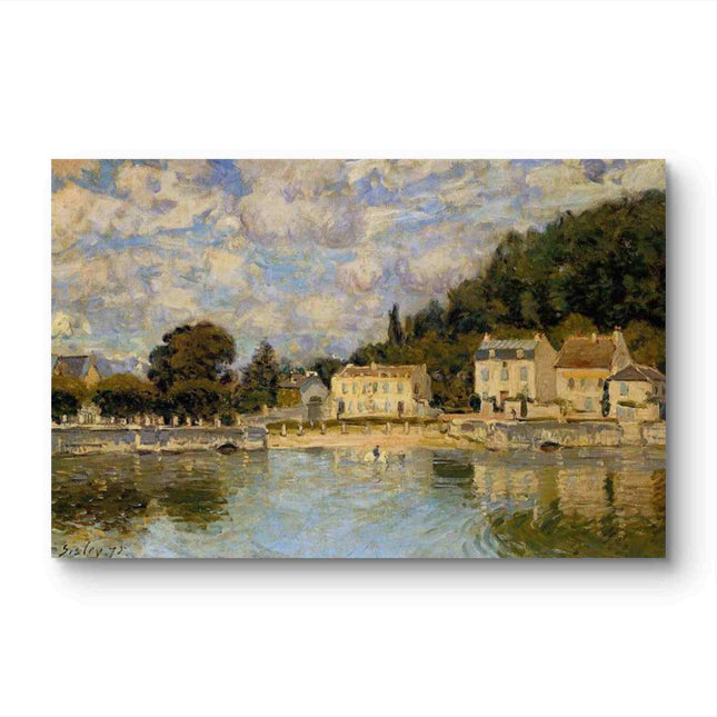 "Alfred Sisley's 'Riverside Tranquility' - Hand-Painted Impressionist Oil Painting Reproduction"