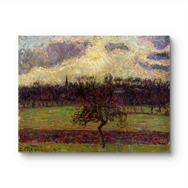 "Camille Pissarro's 'Serene Landscape with Lone Tree' - Hand-Painted Oil Painting Reproduction"