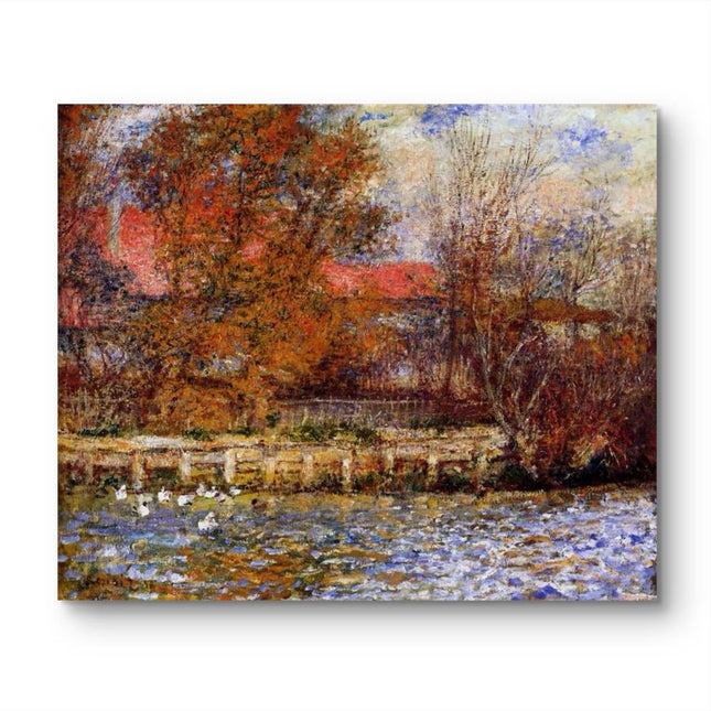 "Pierre-Auguste Renoir's 'Autumn Riverside Serenity' - Premium Hand-Painted Oil Painting Reproduction"