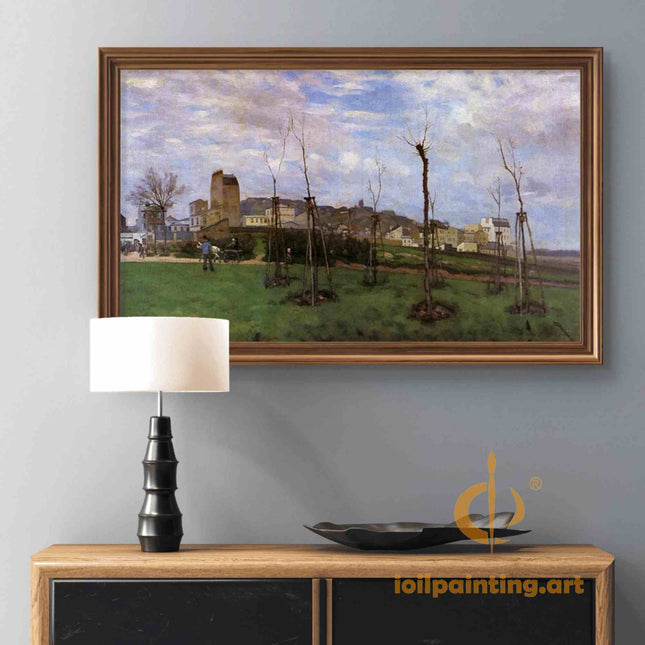 "Camille Pissarro's 'Winter Landscape with Barren Trees' - Hand-Painted Impressionist Oil Painting Reproduction"