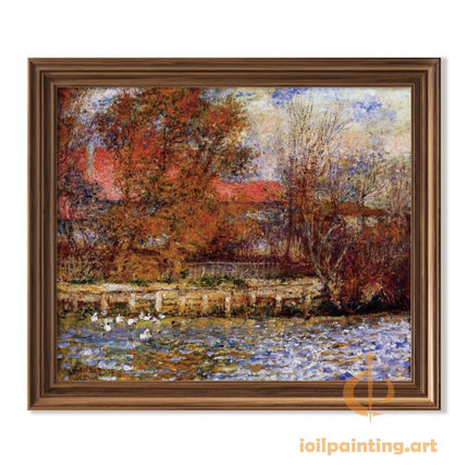 "Pierre-Auguste Renoir's 'Autumn Riverside Serenity' - Premium Hand-Painted Oil Painting Reproduction"