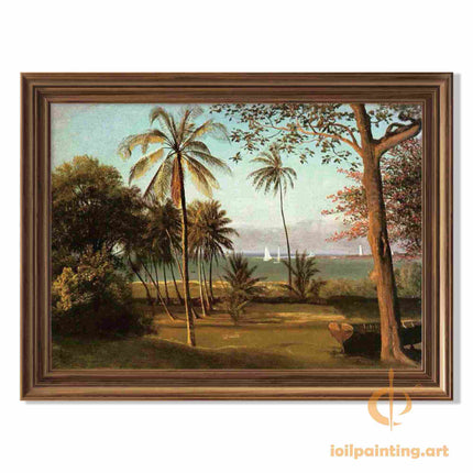 "Paul Gauguin's 'Tropical Paradise' - Hand-Painted Oil Painting Reproduction of Exotic Seaside Landscape"
