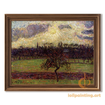 "Camille Pissarro's 'Serene Landscape with Lone Tree' - Hand-Painted Oil Painting Reproduction"