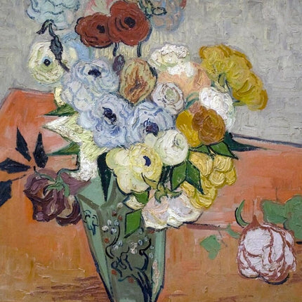 "Vincent van Gogh's 'Vibrant Floral Bouquet in Green Vase' - Premium Hand-Painted Oil Reproduction on Canvas"