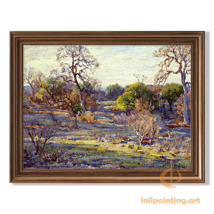 "Julian Onderdonk's 'Serene Meadow with Ancient Oak' Oil Painting Reproduction on Canvas"