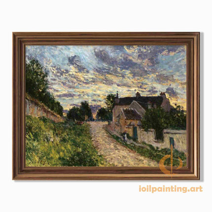 "Alfred Sisley's 'Country Road at Dusk' - Hand-Painted Impressionist Oil Painting Reproduction"