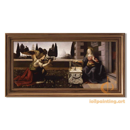 "Leonardo da Vinci's 'The Annunciation' - Hand-Painted Renaissance Oil Painting Reproduction"