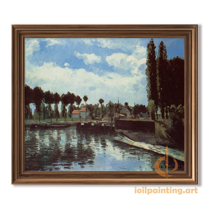 "Camille Pissarro's 'Serene Canal with Reflections' - Hand-Painted Oil Painting Reproduction"