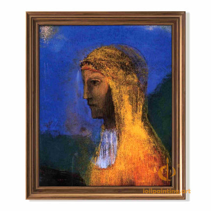 "Odilon Redon 'Mystical Profile' - Hand-Painted Symbolist Portrait Reproduction | Dreamlike French Art"