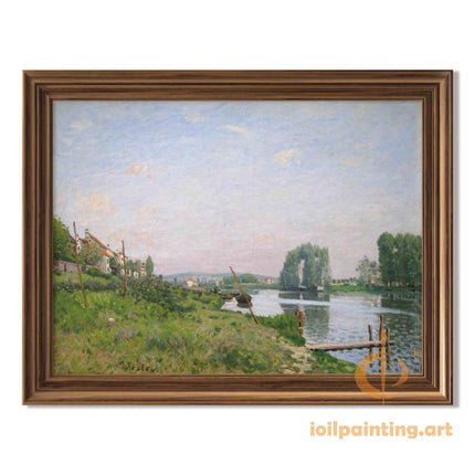 "Alfred Sisley's 'Banks of the Loing' - Hand-Painted Impressionist Oil Painting Reproduction"