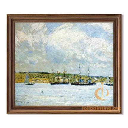 "Claude-Joseph Vernet's 'Tranquil Harbor at Dusk' - Hand-Painted Maritime Oil Painting Reproduction"