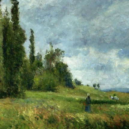 "Camille Pissarro's 'Serene Countryside Landscape' - Hand-Painted Classical Oil Painting Reproduction"