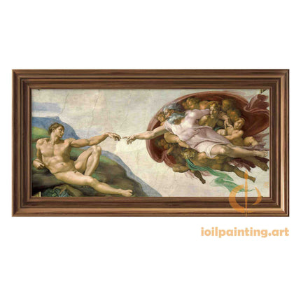 "Michelangelo's 'The Creation of Adam' - Hand-Painted Renaissance Oil Painting Reproduction"