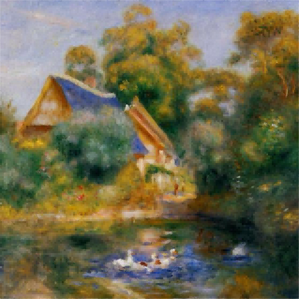 "Pierre-Auguste Renoir's 'Serene Waterside Village' - Premium Hand-Painted Oil Painting Reproduction"