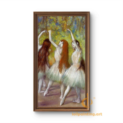 "Edgar Degas' 'Three Ballerinas in Pastel Tutus' - Hand-Painted Oil Painting Reproduction"