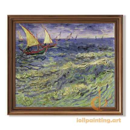"Vincent van Gogh's 'Stormy Seascape with Fishing Boats' - Premium Hand-Painted Oil Reproduction on Canvas"