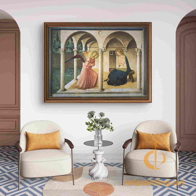 "Fra Angelico's 'The Annunciation' - Hand-Painted Renaissance Oil Painting Reproduction"