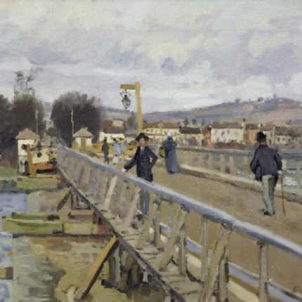 "Alfred Sisley's 'The Riverside Bridge' - Hand-Painted Impressionist Oil Painting Reproduction"