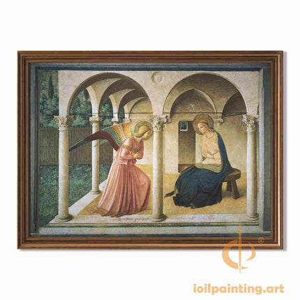 "Fra Angelico's 'The Annunciation' - Hand-Painted Renaissance Oil Painting Reproduction"