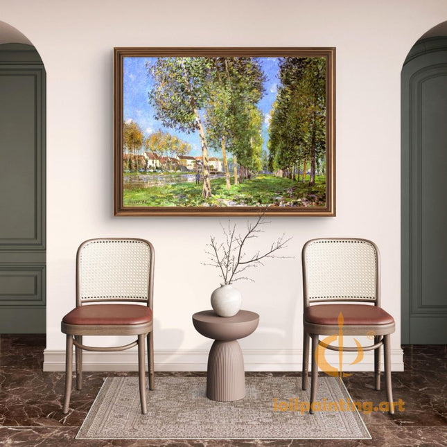 "Claude Monet's 'Sunlit Countryside' - Hand-Painted Impressionist Oil Painting Reproduction"