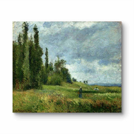 "Camille Pissarro's 'Serene Countryside Landscape' - Hand-Painted Classical Oil Painting Reproduction"