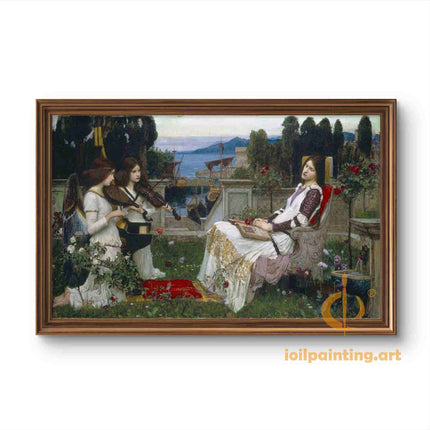 "John William Waterhouse's 'Serenade in the Garden' - Hand-Painted Oil Painting Reproduction"