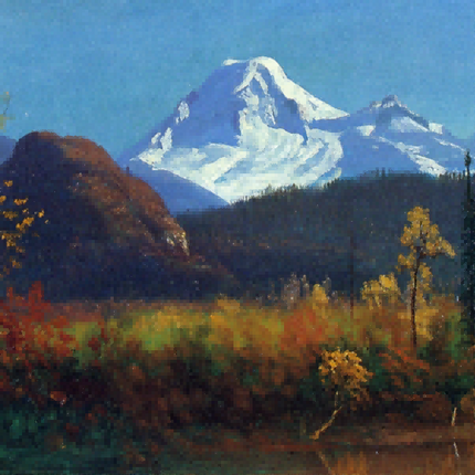 "Albert Bierstadt's 'Autumn Mountain Majesty' - Hand-Painted Landscape Oil Painting Reproduction"