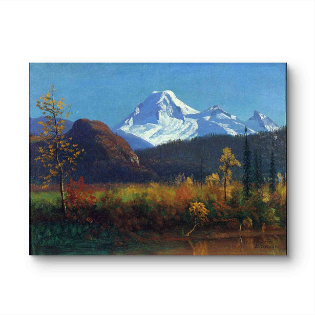 "Albert Bierstadt's 'Autumn Mountain Majesty' - Hand-Painted Landscape Oil Painting Reproduction"