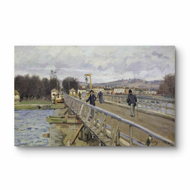 "Alfred Sisley's 'The Riverside Bridge' - Hand-Painted Impressionist Oil Painting Reproduction"