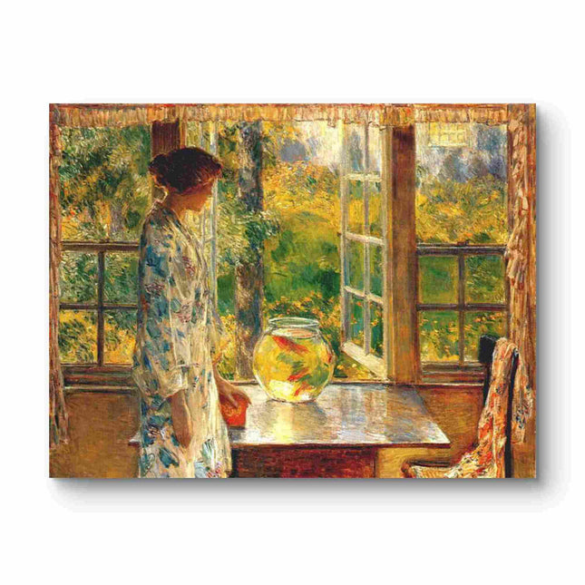 "Richard Edward Miller's 'Contemplation by the Window' - Hand-Painted Impressionist Oil Painting Reproduction"
